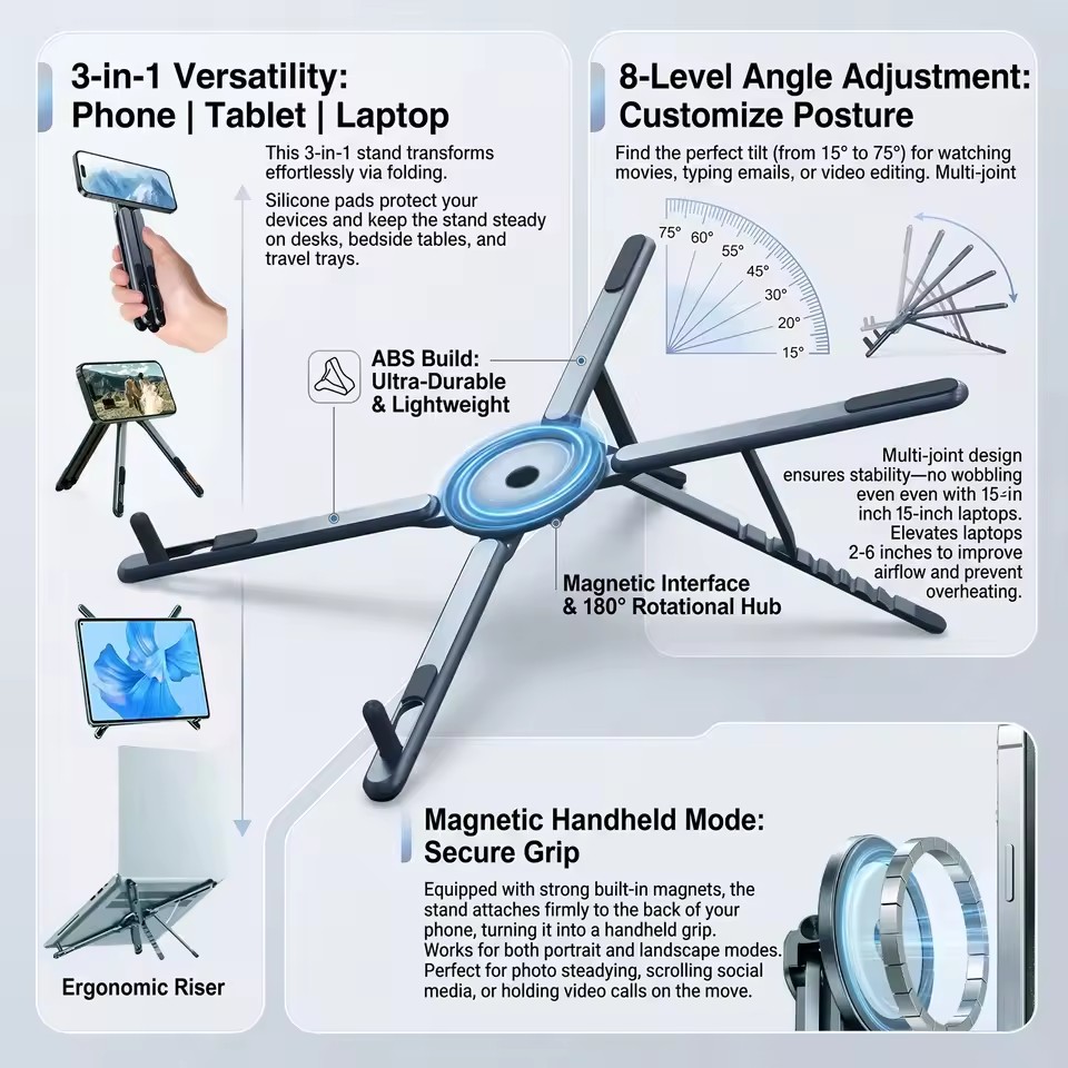 Laptop Extra Accessories - Soporte Magnético Portátil para Teléfono y
