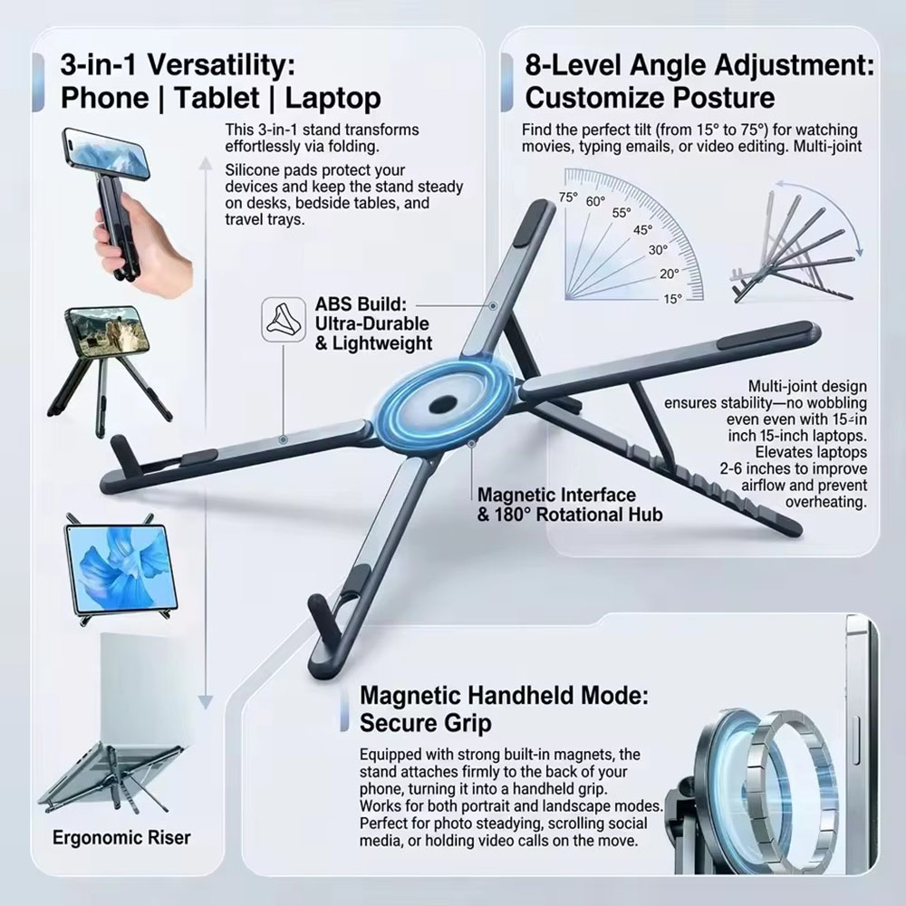 Laptop Extra Accessories - Soporte Magnético Portátil para Teléfono y