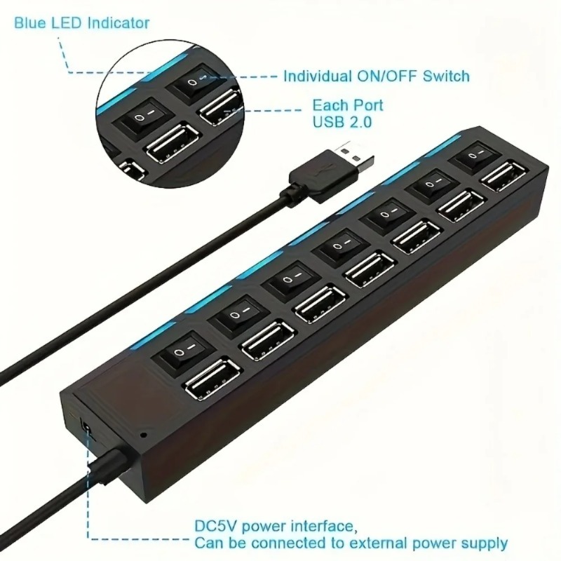 Hub USB 2,0, adaptador de corr - Laptop Accessories Productivity reseña y precio