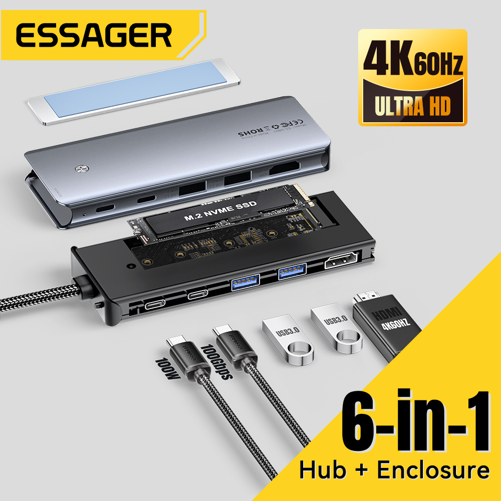 Essager USB C Hub con carcasa  - Usb C Docking Hub reseña y precio